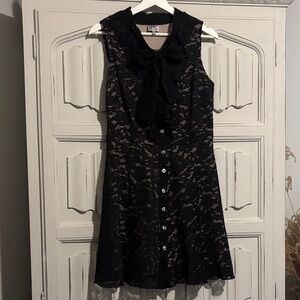 Sweet Storm Black Lace Button-Down Dress